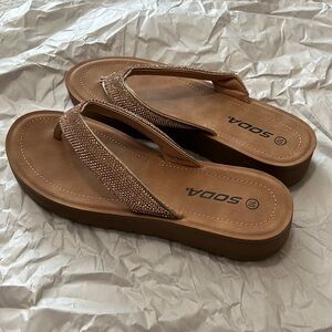 Soda rose gold bling crystal flip flops / sandals